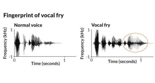 This amazingly scientific chart of the phenomenon known as 'vocal fry' is courtesy of Science News.